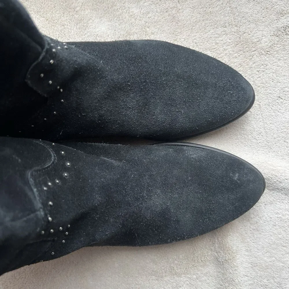 Barney’s New York Black Suede Leather‎ Tall Riding Boot Women EU 38 US 7.5 Studs
